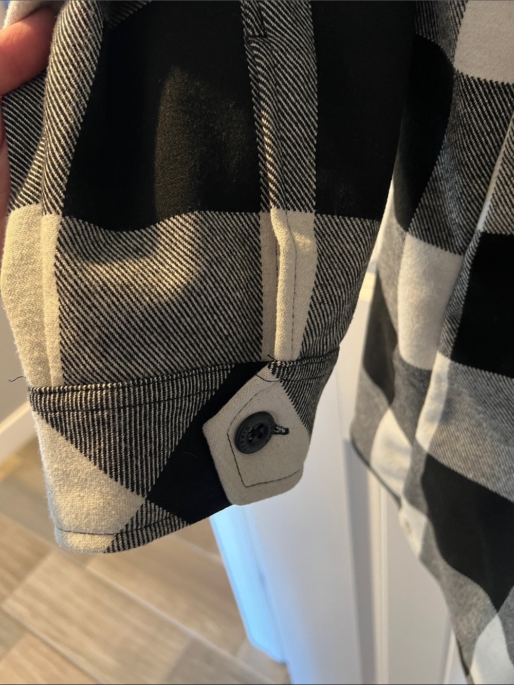 torrid Black, White & Gray Plaid Hooded Toggle Coat - Picture 6 of 7